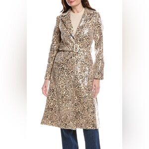 Hutch Hana Sequin Leopard Print Trench Coat